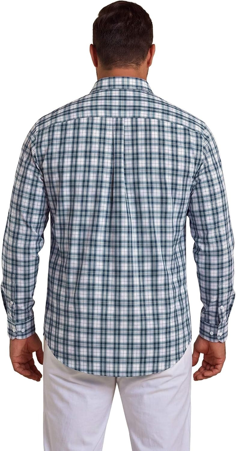 image:imageCOOFANDY Big and Tall Mens Dress Shirts Long Sleeve Plaid Button Down Shirt Bussiness Casual ShirtsBlack Dark Green White Plaid