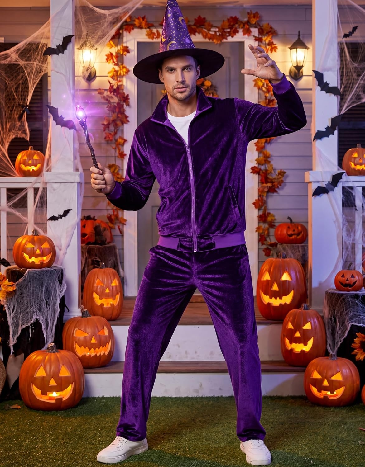 image:imageCOOFANDY Mens 2 Piece Velour Tracksuit Full Zip Jackets Pants Velvet Jogging Suits Sweatsuit SetLight Purple