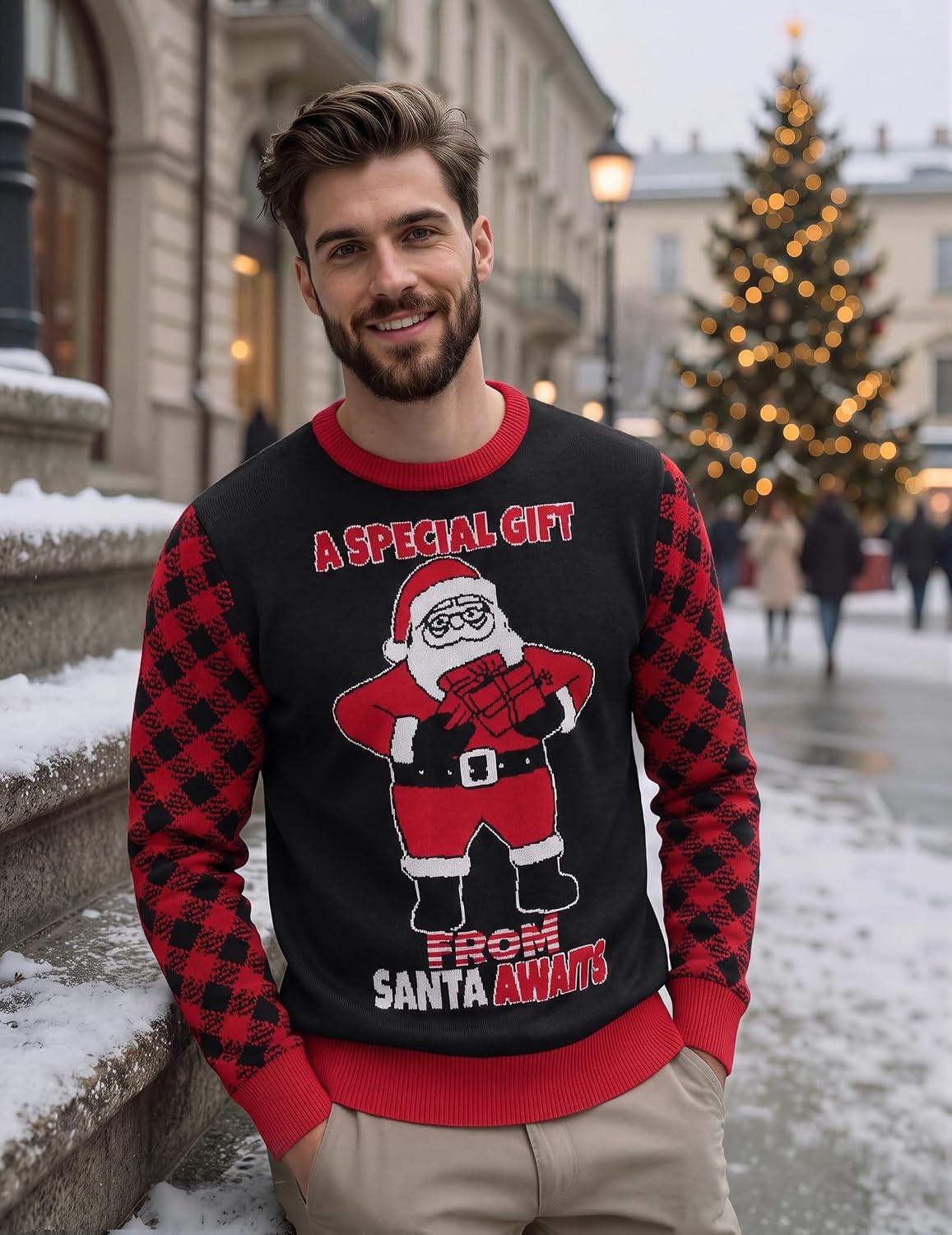 image:imageCOOFANDY Mens Christmas Sweaters Crewneck Funny Ugly Knitted PulloversChristmas Gift