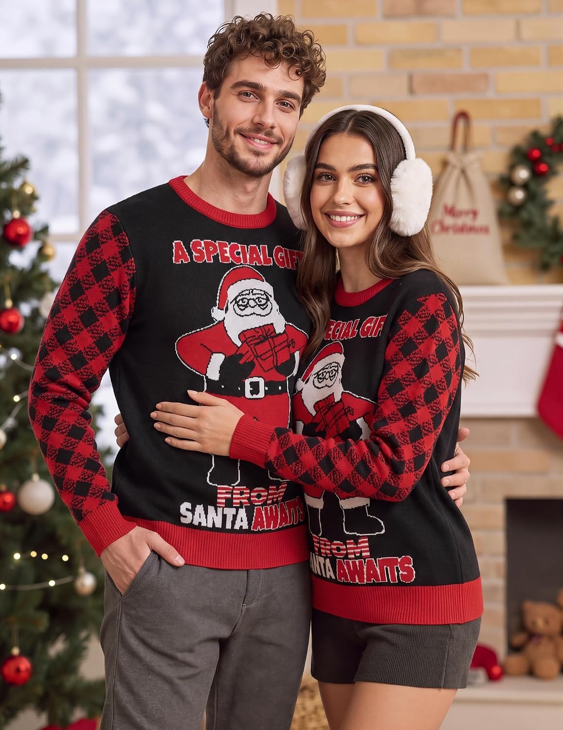 image:imageCOOFANDY Mens Christmas Sweaters Crewneck Funny Ugly Knitted PulloversChristmas Gift