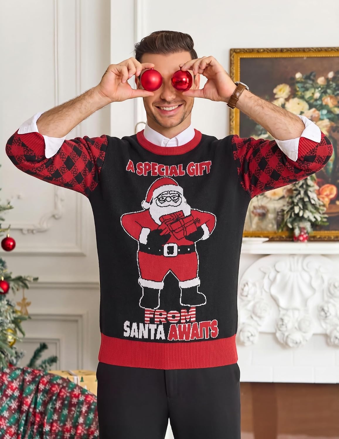 image:imageCOOFANDY Mens Christmas Sweaters Crewneck Funny Ugly Knitted PulloversChristmas Gift