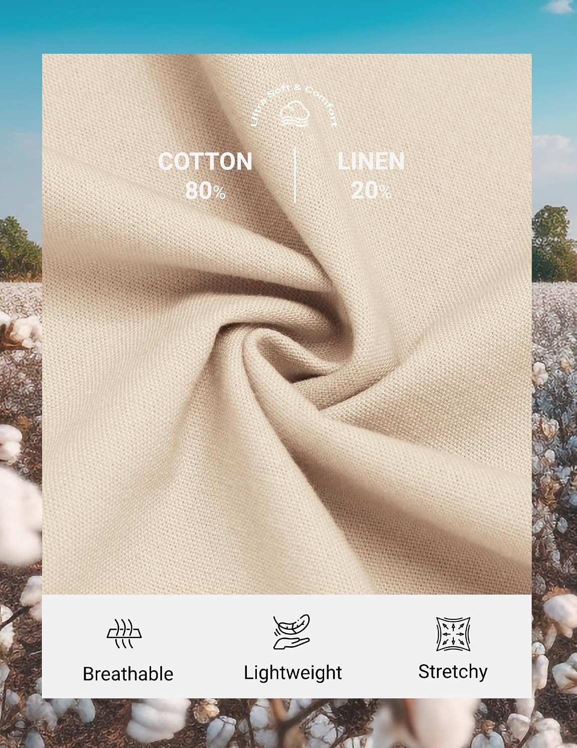 image:imageCOOFANDY Mens Cotton Linen Pants Casual Lightweight Summer Beach Dress PantBeige