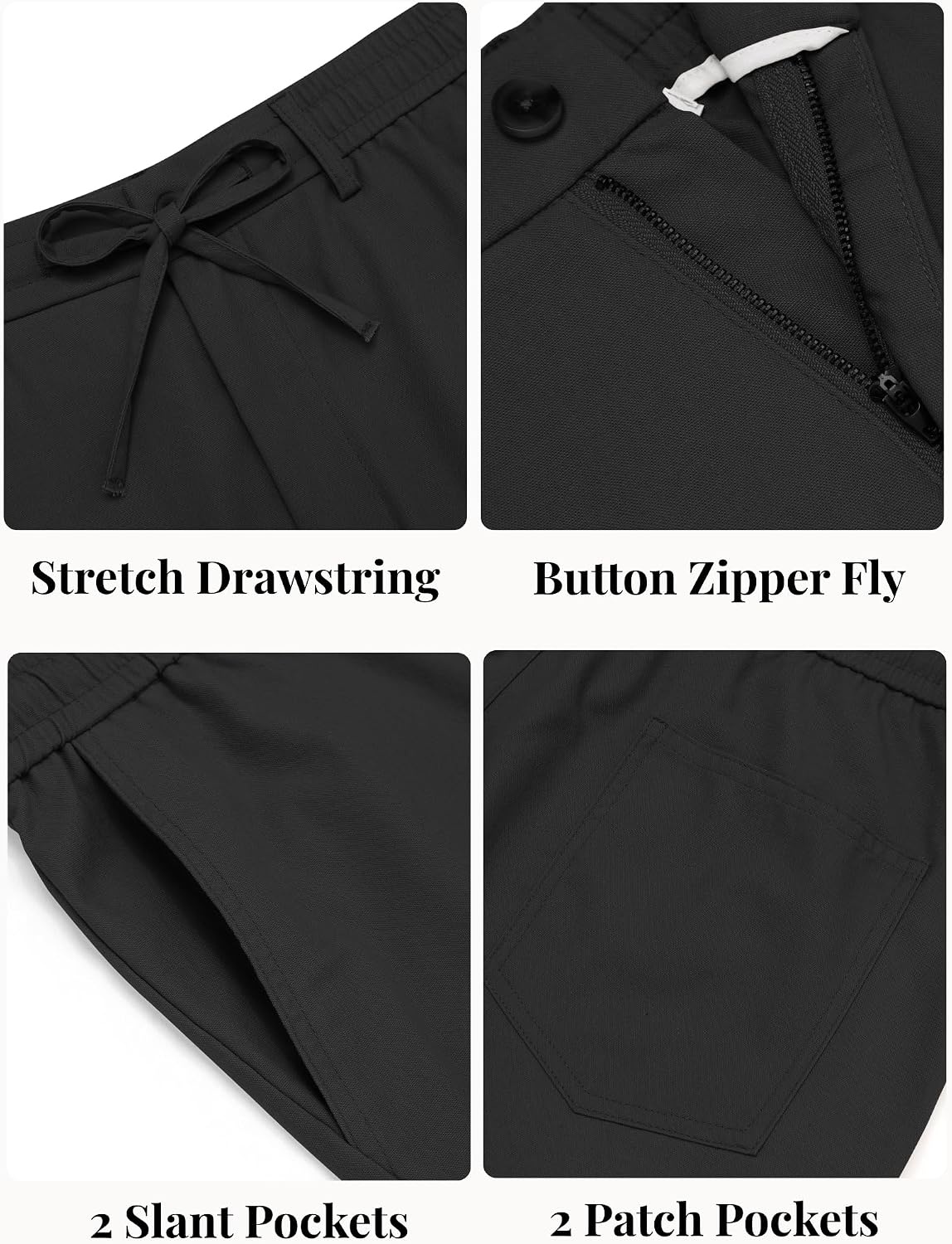image:imageCOOFANDY Mens Cotton Linen Pants Casual Lightweight Summer Beach Dress PantBlack