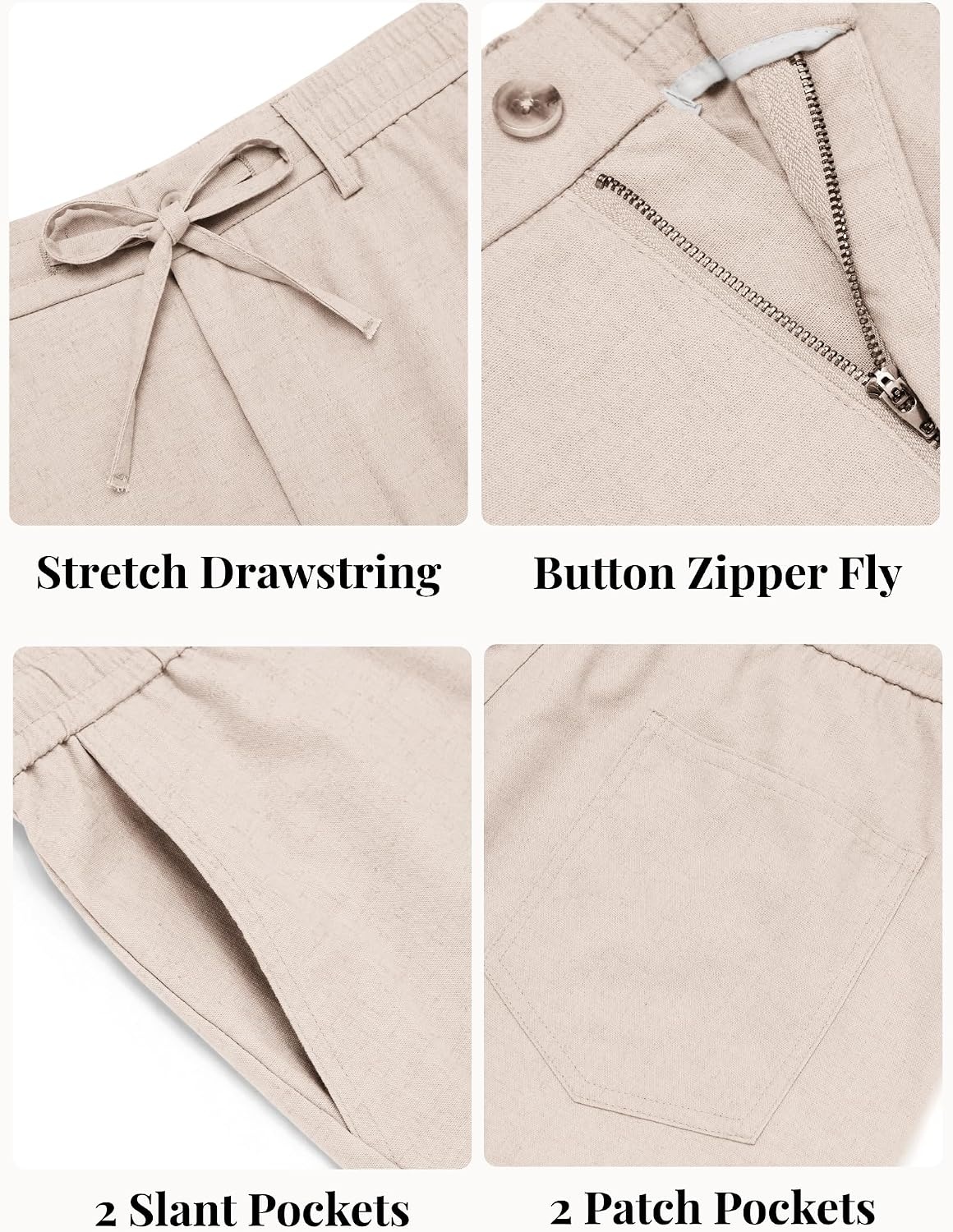 image:imageCOOFANDY Mens Cotton Linen Pants Casual Lightweight Summer Beach Dress PantLinen Khaki