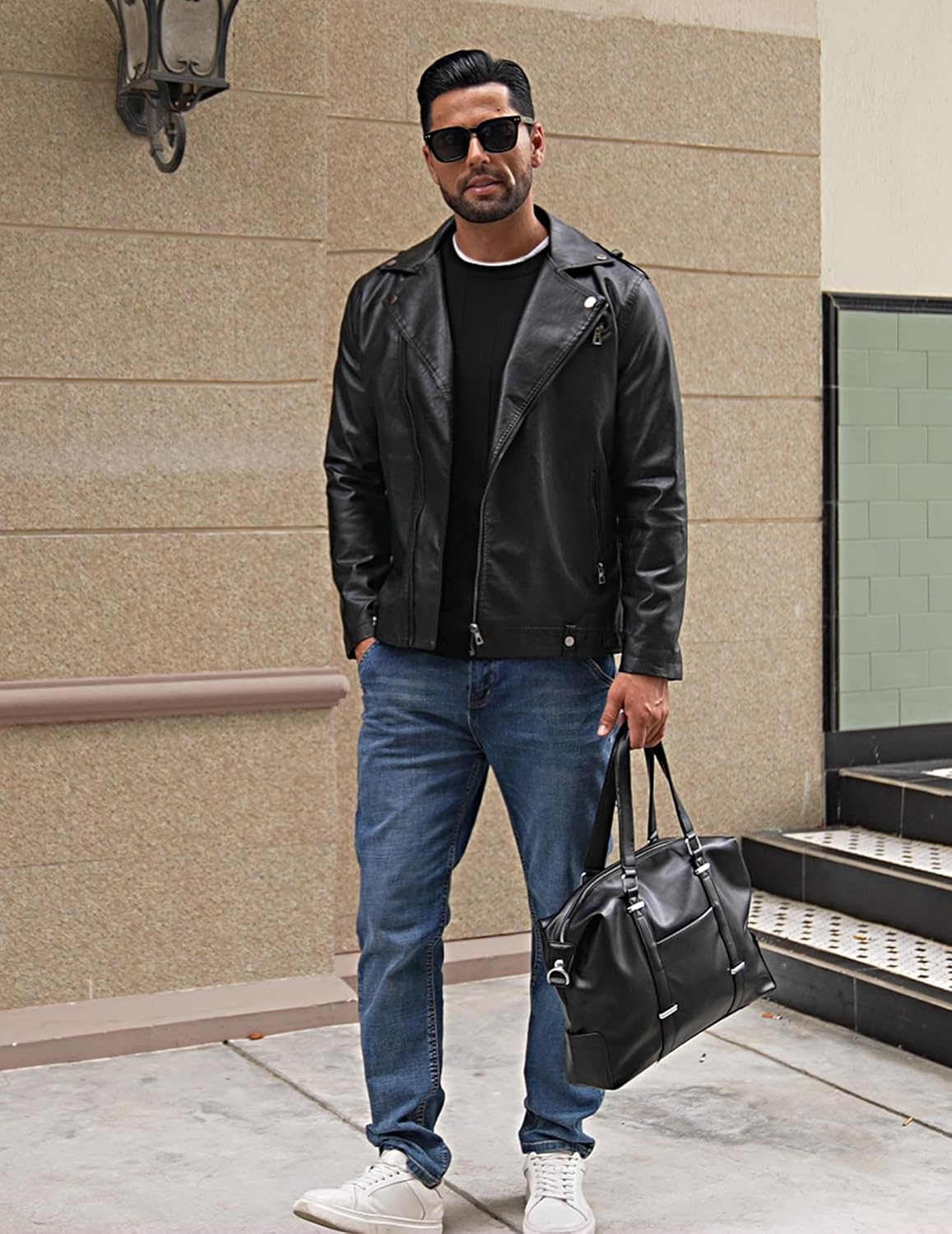 image:imageCOOFANDY Mens Crew Neck Sweater Long Sleeve Casual Knit Dress SweatersBlack