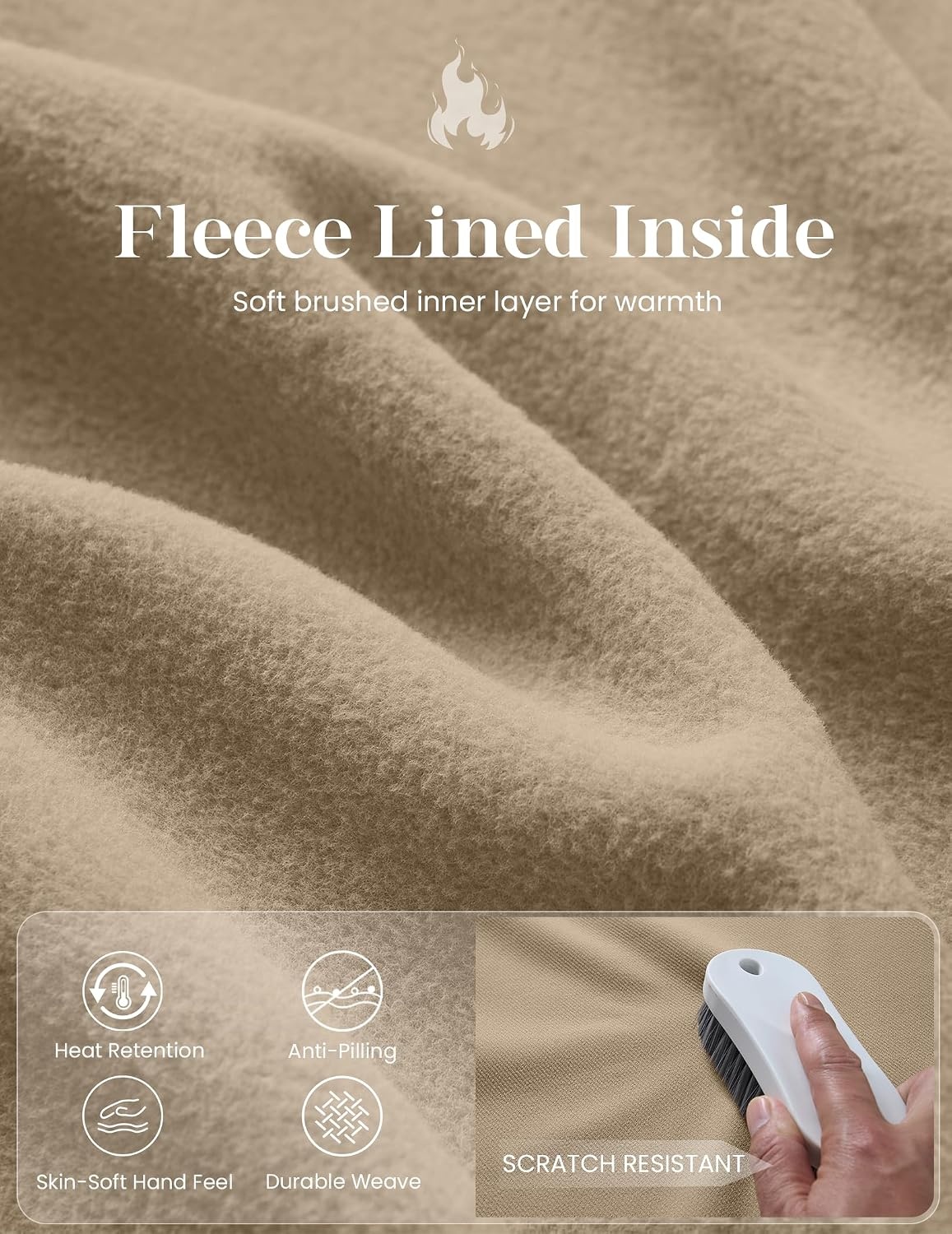 image:imageCOOFANDY Mens Full Zip Fleece Sweatshirt Lined Stand Collar Sweater JacketOatmeal