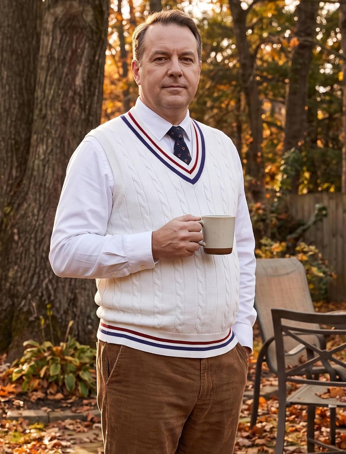 image:imageCOOFANDY Mens Sweater Vest V Neck Casual Sleeveless Knit Pullover SweaterAll White