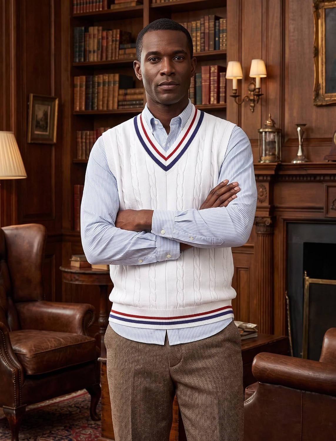 image:imageCOOFANDY Mens Sweater Vest V Neck Casual Sleeveless Knit Pullover SweaterAll White