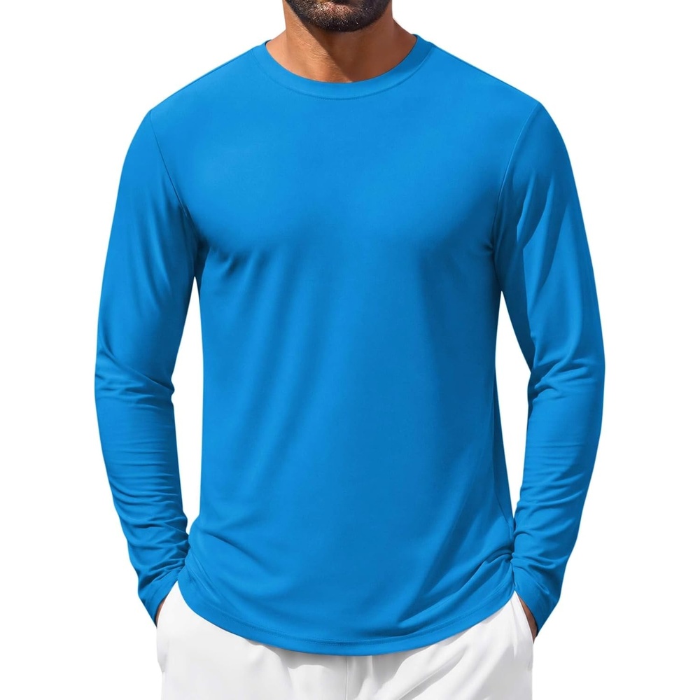 image:imageCOOFANDY Mens Long Sleeve Shirt Sun Protection Stretch Athletic TShirtA Blue1 Pack
