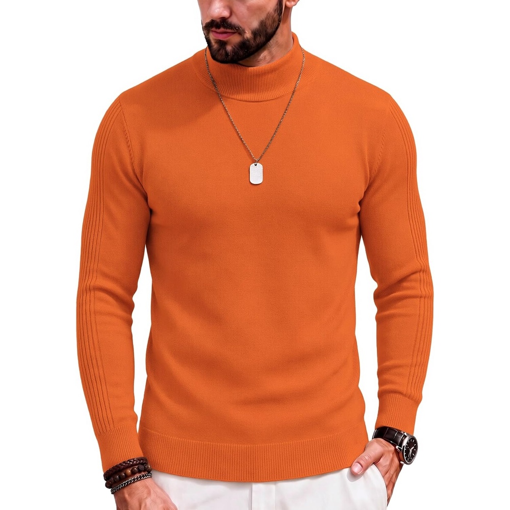 image:imageCOOFANDY Mens Mock Turtleneck Slim Fit Pullover Sweater Casual Basic Knitted Thermal SweatersOrange