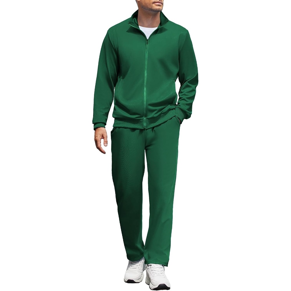 image:imageCOOFANDY Mens Tracksuit Casual Sweatsuit 2 Piece Full Zip Jogging Suit SetGreen