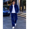 COOFANDY Mens 2 Piece Velour Tracksuit Full Zip Jackets Pants Velvet Jogging Suits Sweatsuit Set(Sky Blue)