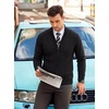 COOFANDY Mens Cardigan Sweater Cable Knitted Full Zip Sweaters with Pockets(02 Black)