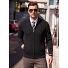 COOFANDY Mens Cardigan Sweater Cable Knitted Full Zip Sweaters with Pockets(02 Black)