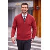 COOFANDY Mens Cardigan Sweater Cable Knitted Full Zip Sweaters with Pockets(02 Wine Red)