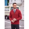 COOFANDY Mens Cardigan Sweater Cable Knitted Full Zip Sweaters with Pockets(02 Wine Red)