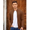 COOFANDY Mens Cardigan Sweater Cable Knitted Full Zip Sweaters with Pockets(Reddish Brown)