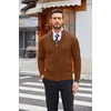 COOFANDY Mens Cardigan Sweater Cable Knitted Full Zip Sweaters with Pockets(Reddish Brown)