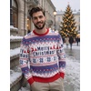 COOFANDY Men’s Christmas Sweaters Crewneck Funny Ugly Knitted Pullovers(Argyle Christmas Letter)