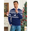 COOFANDY Men’s Christmas Sweaters Crewneck Funny Ugly Knitted Pullovers(Blue Reindeer)