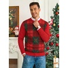 COOFANDY Men’s Christmas Sweaters Crewneck Funny Ugly Knitted Pullovers(Christmas Grid – Red & Green)