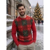 COOFANDY Men’s Christmas Sweaters Crewneck Funny Ugly Knitted Pullovers(Christmas Grid – Red & Green)