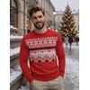 COOFANDY Men’s Christmas Sweaters Crewneck Funny Ugly Knitted Pullovers(Christmas Snowflake – Red)