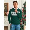 COOFANDY Men’s Christmas Sweaters Crewneck Funny Ugly Knitted Pullovers(Green Snowflake)