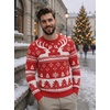 COOFANDY Men’s Christmas Sweaters Crewneck Funny Ugly Knitted Pullovers(Red Reindeer)