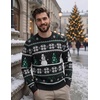 COOFANDY Men’s Christmas Sweaters Crewneck Funny Ugly Knitted Pullovers(Striped Snowman)