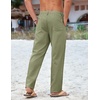 COOFANDY Mens Cotton Linen Pants Casual Lightweight Summer Beach Dress Pant(Artichoke Green)