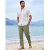 COOFANDY Mens Cotton Linen Pants Casual Lightweight Summer Beach Dress Pant(Artichoke Green)