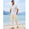 COOFANDY Mens Cotton Linen Pants Casual Lightweight Summer Beach Dress Pant(Beige)
