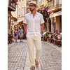COOFANDY Mens Cotton Linen Pants Casual Lightweight Summer Beach Dress Pant(Beige)