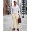 COOFANDY Mens Cotton Linen Pants Casual Lightweight Summer Beach Dress Pant(Beige)
