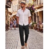 COOFANDY Mens Cotton Linen Pants Casual Lightweight Summer Beach Dress Pant(Black)
