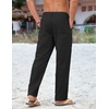 COOFANDY Mens Cotton Linen Pants Casual Lightweight Summer Beach Dress Pant(Black)