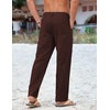 COOFANDY Mens Cotton Linen Pants Casual Lightweight Summer Beach Dress Pant(Brown)