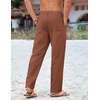 COOFANDY Mens Cotton Linen Pants Casual Lightweight Summer Beach Dress Pant(Caramel)