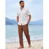 COOFANDY Mens Cotton Linen Pants Casual Lightweight Summer Beach Dress Pant(Caramel)
