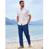COOFANDY Mens Cotton Linen Pants Casual Lightweight Summer Beach Dress Pant(Dark Blue)