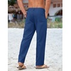 COOFANDY Mens Cotton Linen Pants Casual Lightweight Summer Beach Dress Pant(Dark Blue)