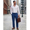 COOFANDY Mens Cotton Linen Pants Casual Lightweight Summer Beach Dress Pant(Dark Blue)