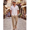 COOFANDY Mens Cotton Linen Pants Casual Lightweight Summer Beach Dress Pant(Dark Khaki)