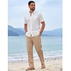 COOFANDY Mens Cotton Linen Pants Casual Lightweight Summer Beach Dress Pant(Dark Khaki)