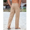 COOFANDY Mens Cotton Linen Pants Casual Lightweight Summer Beach Dress Pant(Dark Khaki)