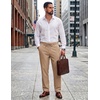 COOFANDY Mens Cotton Linen Pants Casual Lightweight Summer Beach Dress Pant(Dark Khaki)