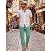 COOFANDY Mens Cotton Linen Pants Casual Lightweight Summer Beach Dress Pant(Ice Green)