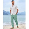 COOFANDY Mens Cotton Linen Pants Casual Lightweight Summer Beach Dress Pant(Ice Green)