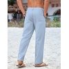 COOFANDY Mens Cotton Linen Pants Casual Lightweight Summer Beach Dress Pant(Light Blue)